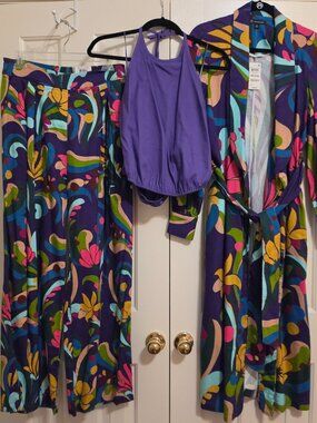 Printed Duster Pant Set with Top